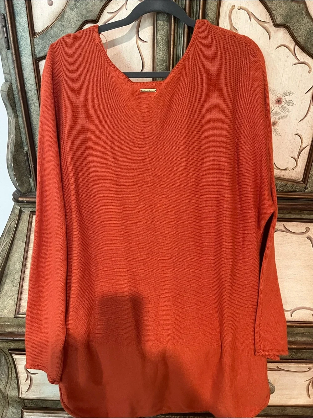 Michael Kors Rust Orange Crew Neck extra long Sweater!